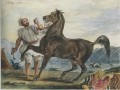 馬を率いるトルコ人またはアラブ人
